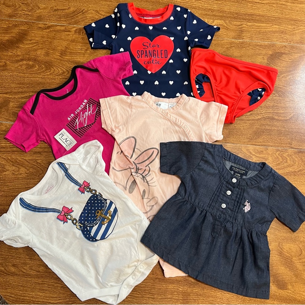 Bundle Lot of 6 pcs Mixed Children baby Girl Clothes size (6/9) (9/12) (18M)